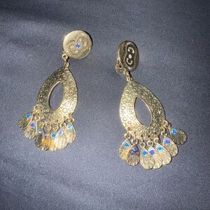 Vintage gold baroque aztec earrings